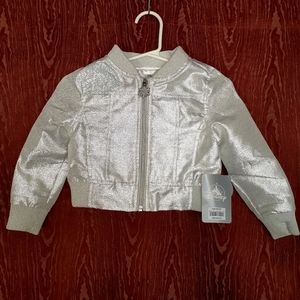 DISNEY STORE FROZEN JACKET SILVER ZIP TODDLERS SIZE 2